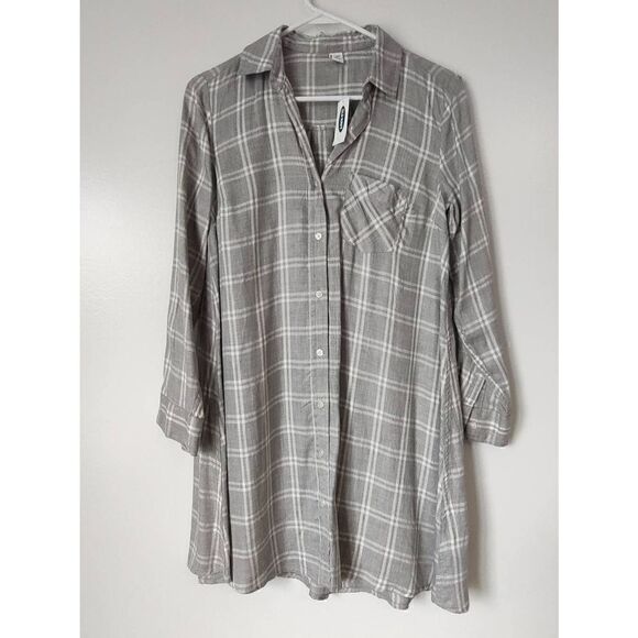 OLD Navy swing dress gray and white plaid size XS NWT - Picture 1 of 9